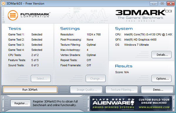 3DMark03(显卡测试工具) V3.6.2 英文安装版