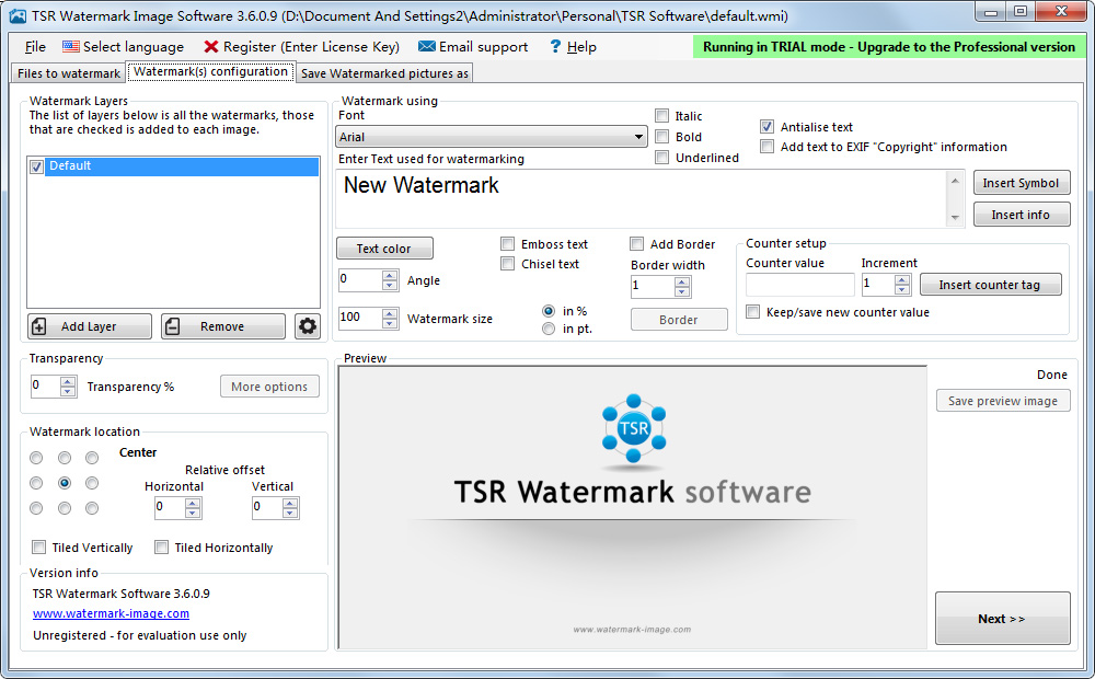 TSR Watermark Image(图片加水印工具) V3.6.0.9 英文安装版