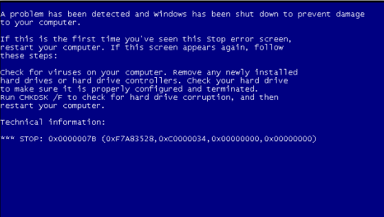 重装Win7系统出现蓝屏0X0000007B的解决